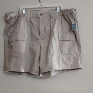New Croft & Barrow Men's Size‎ 50 Khaki Cargo Shorts Elastic Sides